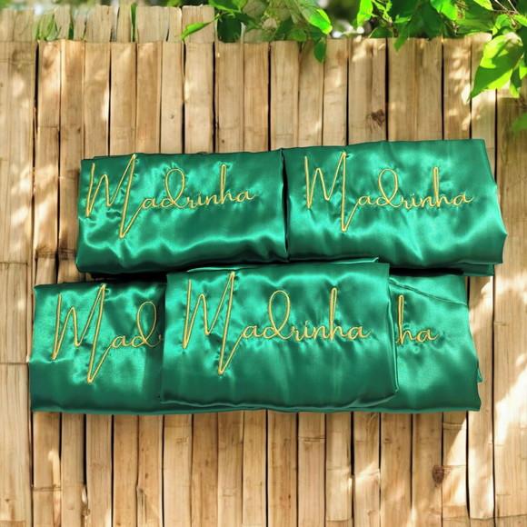 Kit 8 Robe Hobby Roupão Cetim Bordado Noiva Mãe Debutante