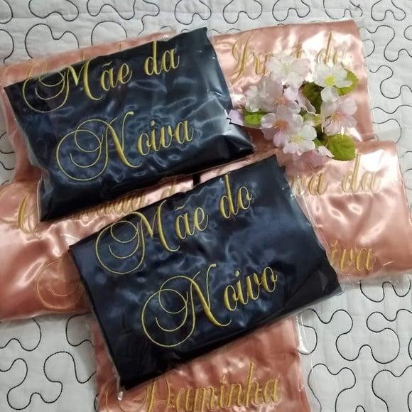 Kit 9 Robes Cetim Bordado Personalizado Debutante Noiva