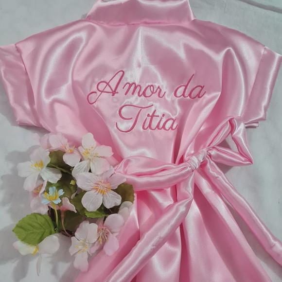 Robe Bordado Noiva Madrinha Hobby Roupão Nude Rosé Gold