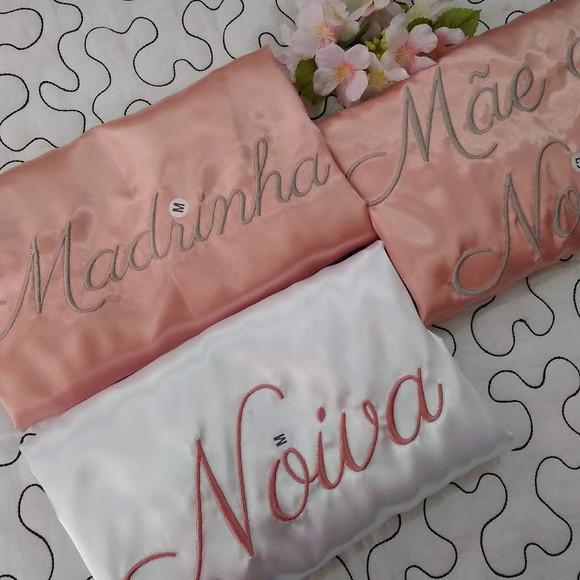 Robe Bordado Noiva Madrinha Hobby Roupão Nude Rosé Gold