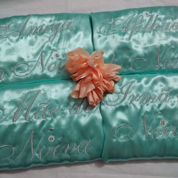 Robe Cetim Bordado Noiva Debutante Verde Agua