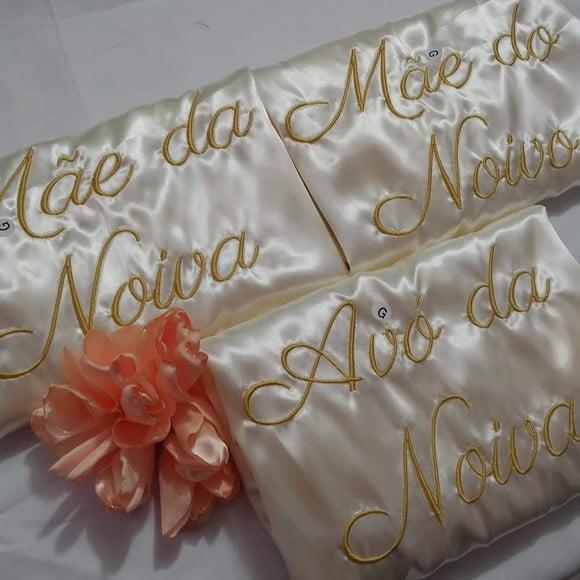 Robe cetim bordado noiva madrinha hobby roupão off pérola
