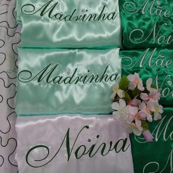 Robe Cetim Bordado Noiva Madrinha Hobby Verde Menta