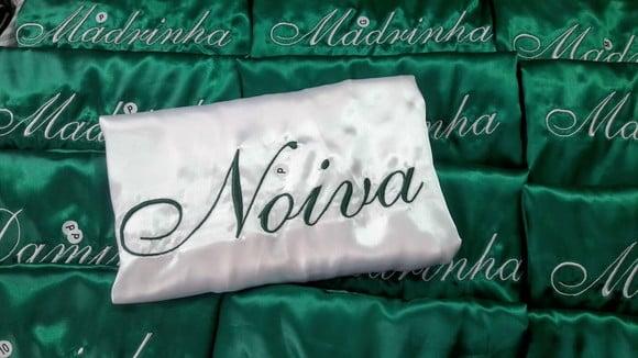 Robe Cetim Bordado Noiva Madrinha Verde Bandeira Tiffany