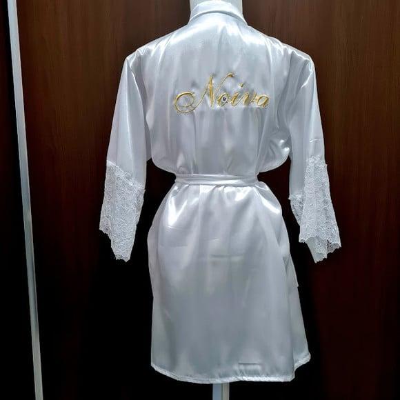 Robe Cetim com Elastano Plus Size com Renda 50 ao 60 Bordado