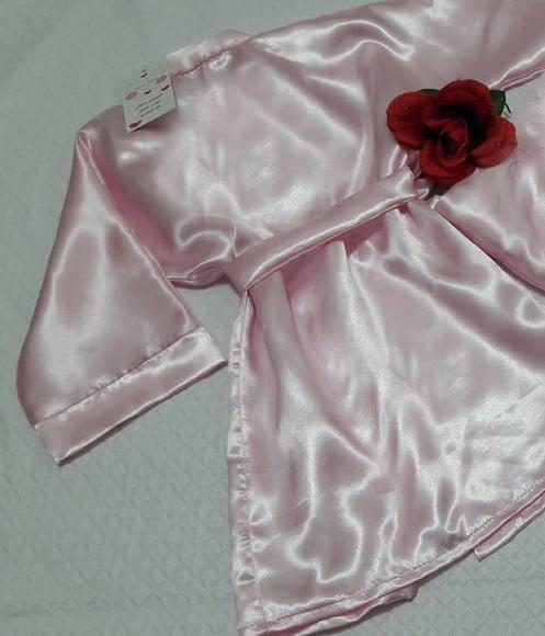 Robe Cetim Manga Longa Rosê Nude Marsala Branco Liso