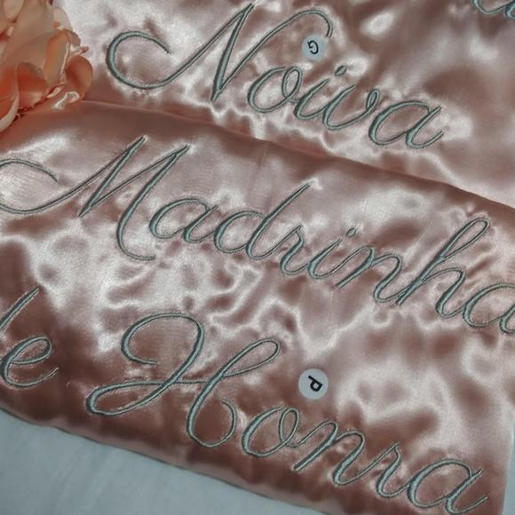 Robe Cetim Noiva Madrinha Hobby Roupão Rosa Gold Prata