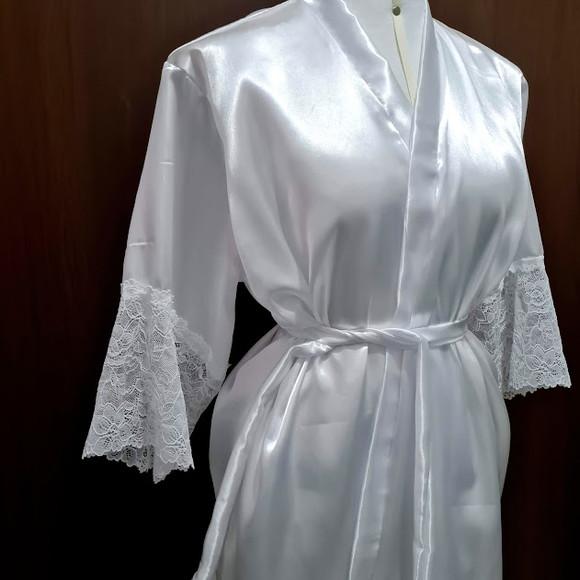 Robe manga renda 3/4 cetim bordado noiva madrinha mãe