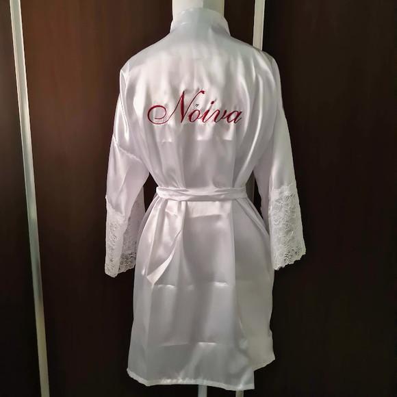 Robe Manga Renda 3/4 Cetim Bordado Noiva Madrinha Mãe