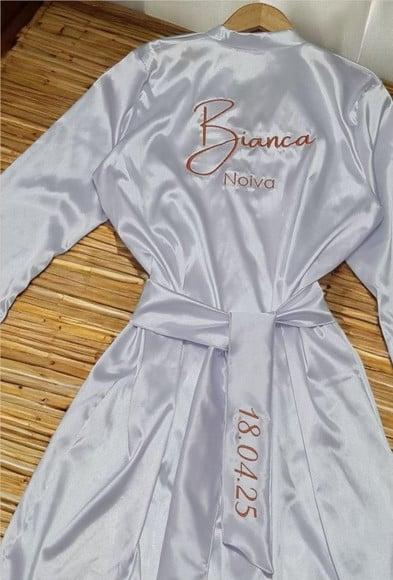 Robe Noiva Longo Manga Longa Cinto Bordado
