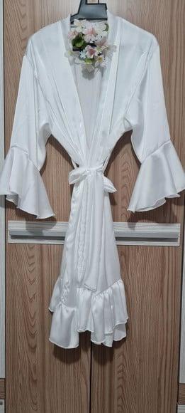 Robe noiva luxo cetim toque de seda babadinhos