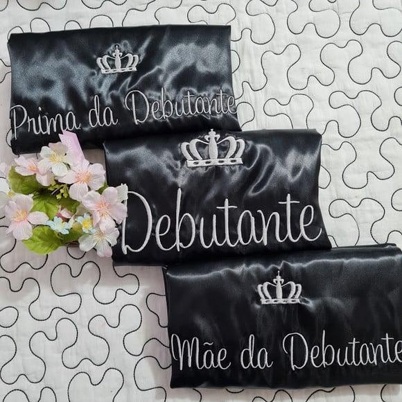 Robe Roupão Cetim Bordado Noiva Mãe Debutante