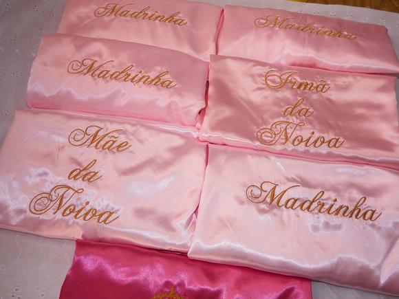 Robe Roupão Cetim Bordado Noiva Mãe Debutante