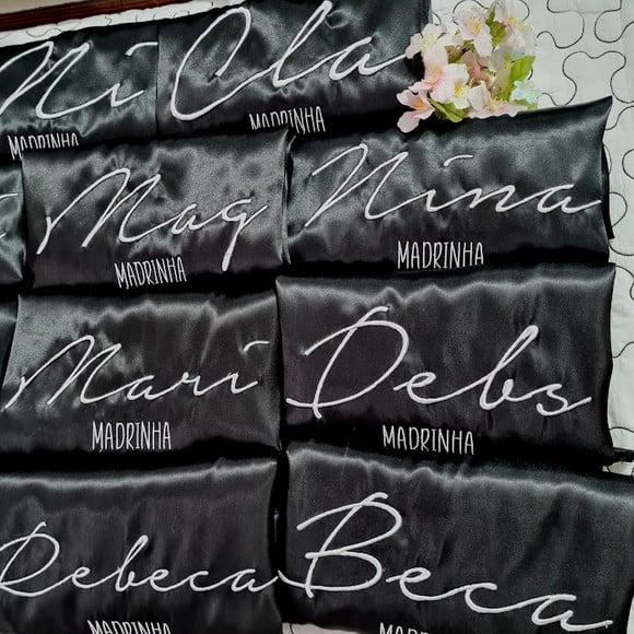 Robe roupão cetim noiva madrinha personalizado