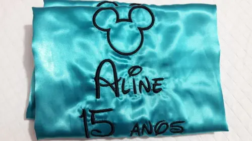 01 Robe cetim bordado mickey 15 anos debutante mãe tiffany