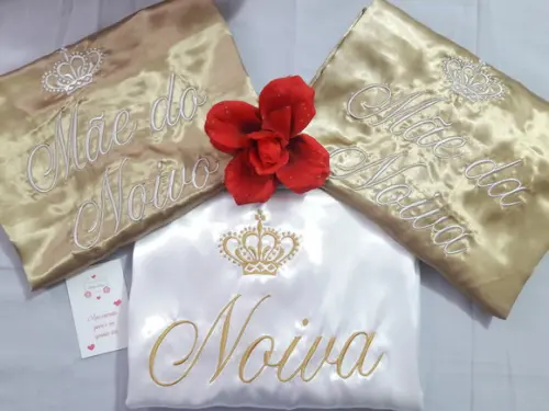 03 Robe Hobby Roupão Cetim Bordado Noiva Mãe Debutante