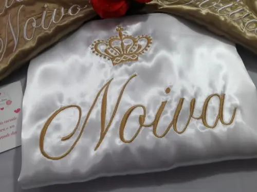 03 Robe Hobby Roupão Cetim Bordado Noiva Mãe Debutante