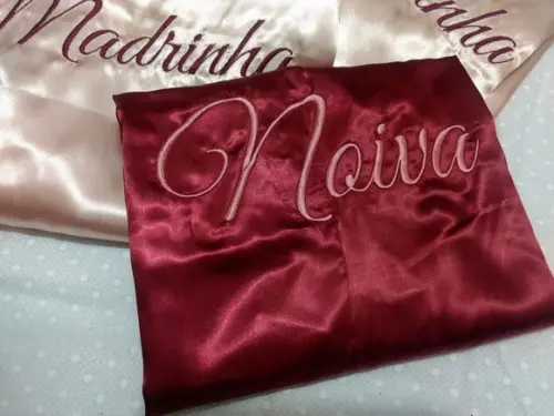 04 Robe Roupão Hobbe Hobby Cetim Noiva Madrinha Rosê Marsala