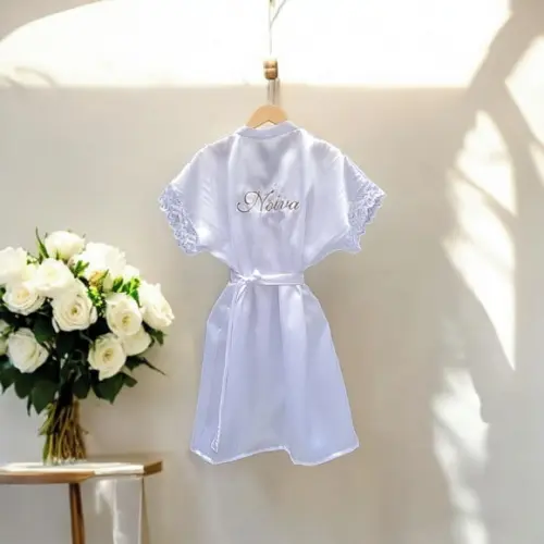 1 Robe Noiva Luxo Cetim Elastano Renda Bordado Personalizado
