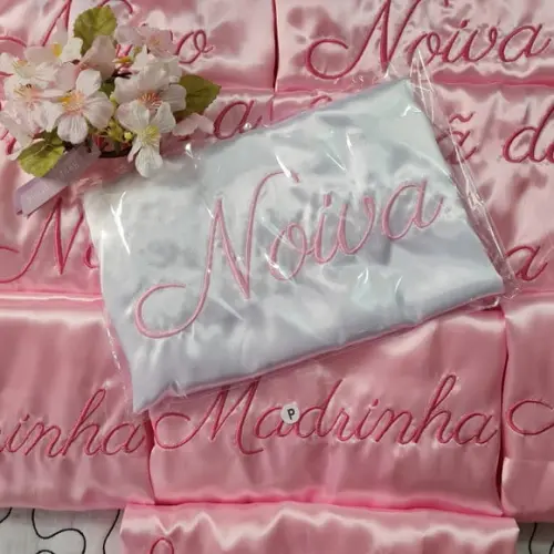 1 Robe Rosa Hobby Bordado Rosé Gold Branco Noiva Madrinha
