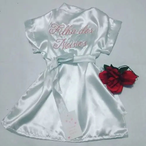 10 Robe Infantil Cetim Bordado Personalizado Daminha