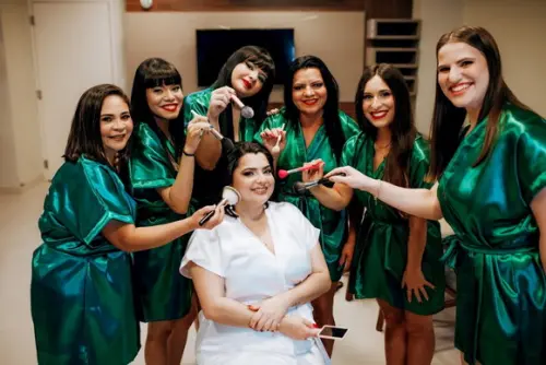 5 Kit Robe Roupão Hobbe Cetim Casamento Noiva Madrinha