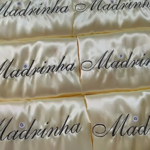 7 Robes Cetim Bordado Noiva Madrinha Hobby Roupão Amarelo