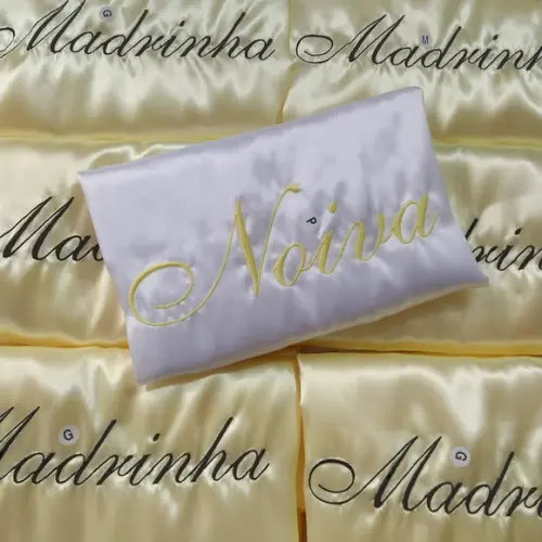 7 Robes Cetim Bordado Noiva Madrinha Hobby Roupão Amarelo