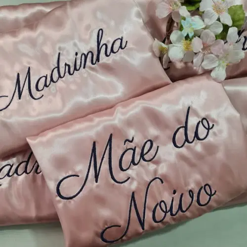 Kit 11 Robe Cetim Bordado Noiva Madrinha Rosê Gold Nude