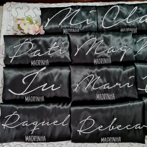 Kit 12 Robe Cetim Bordado Noiva Marsala Madrinha Rosê Nude