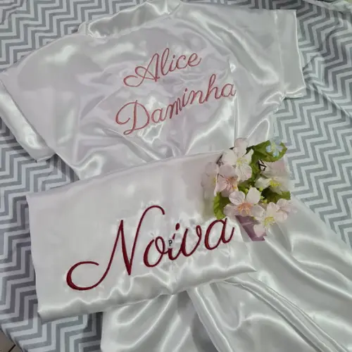 Kit 15 Robes Bordado Noiva Madrinha Hobby Roupão Rosé Gold