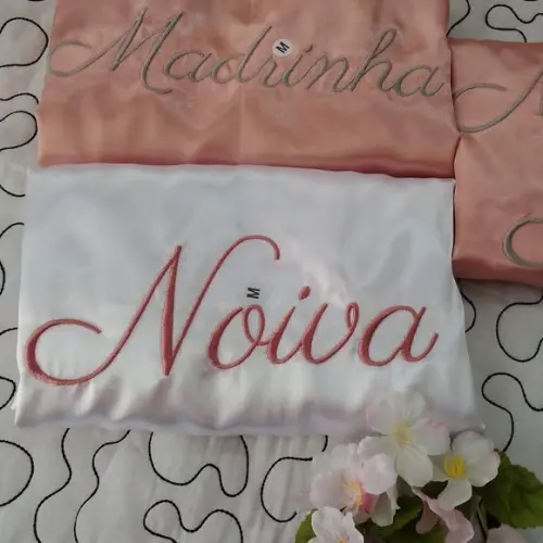 Kit 21 Robe Noiva Roupão Casamento Madrinha Cetim Bordado