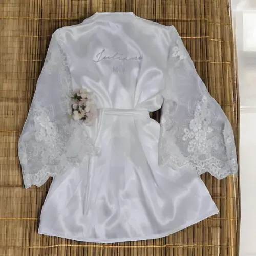 Kit 3 Robes Longo em Cetim Elastano e Renda Personalizado