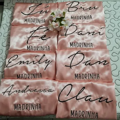 Kit 4 Robe Bordado Noiva Madrinha Hobby Roupão Rosé Gold