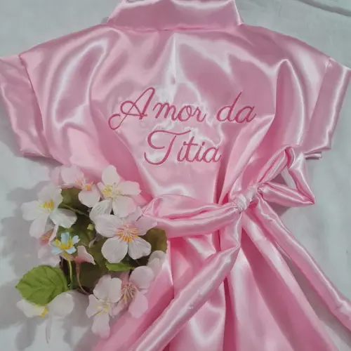 Robe Bordado Noiva Madrinha Hobby Roupão Nude Rosé Gold