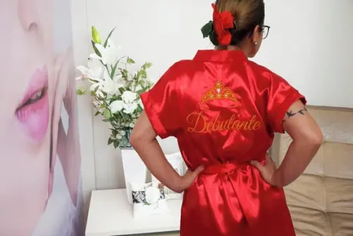 Robe Cetim Bordado Debutante Noiva Madrinha Hobby Roupão