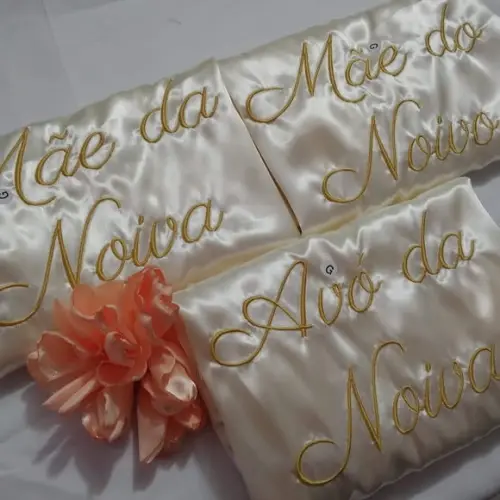 Robe cetim bordado noiva madrinha hobby roupão off pérola