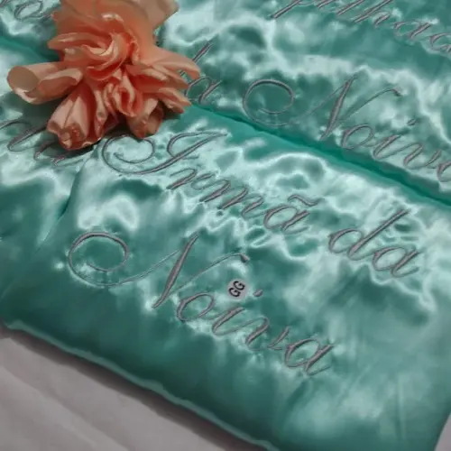 Robe Cetim Bordado Noiva Debutante Verde Agua