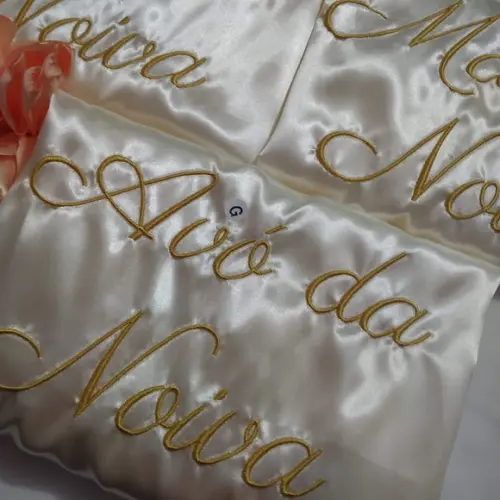Robe cetim bordado noiva madrinha hobby roupão off pérola