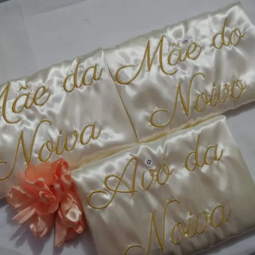 Robe cetim bordado noiva madrinha hobby roupão off pérola