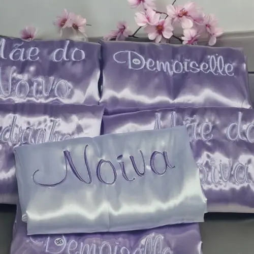 Robe Cetim Bordado Noiva Madrinha Rosê Nude Roupão