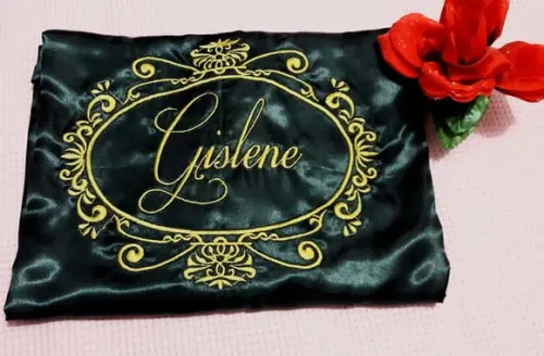 Robe cetim bordado noiva nome personalizado