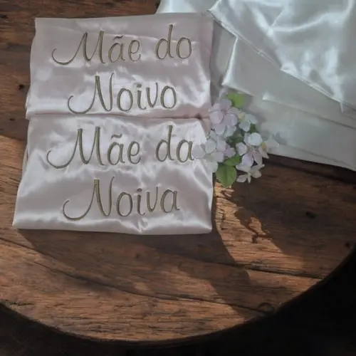 Robe Cetim Noiva Madrinha Mãe Debutante Nome + Coroa