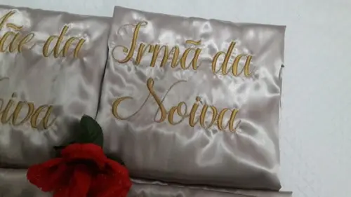 Robe Champanhe Nude Cetim Bordado Noiva Mãe Madrinha
