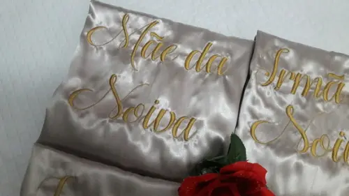 Robe Champanhe Nude Cetim Bordado Noiva Mãe Madrinha