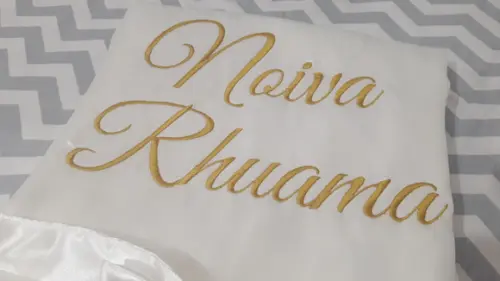Robe hobbe cetim bordado noiva debutante nome
