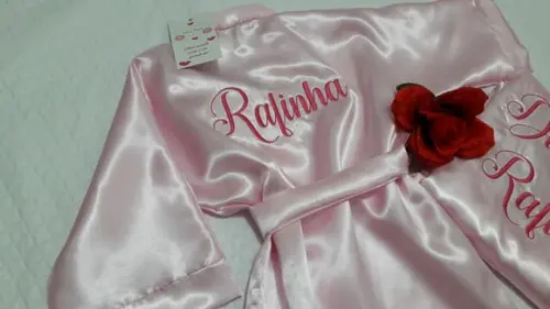 Robe Infantil cetim personalizado daminha manga longa