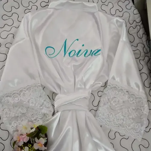 Robe Manga Renda 3/4 Cetim Bordado Noiva Madrinha Mãe