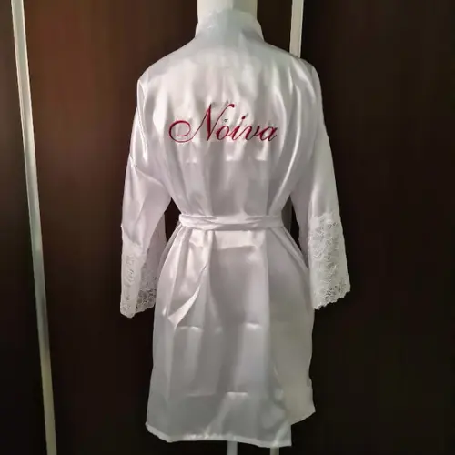Robe Manga Renda 3/4 Cetim Bordado Noiva Madrinha Mãe