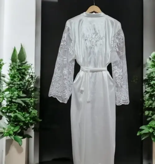 Robe Noiva Longo Manga Longa Renda Bordada Modelo Mara